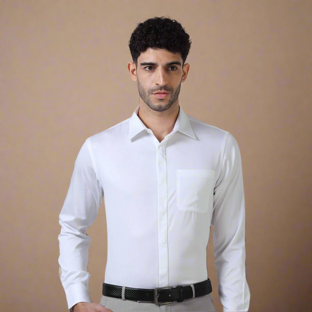 Bennet White Shirt With Concealed Placket Smart white shirt with chinos by TFC
