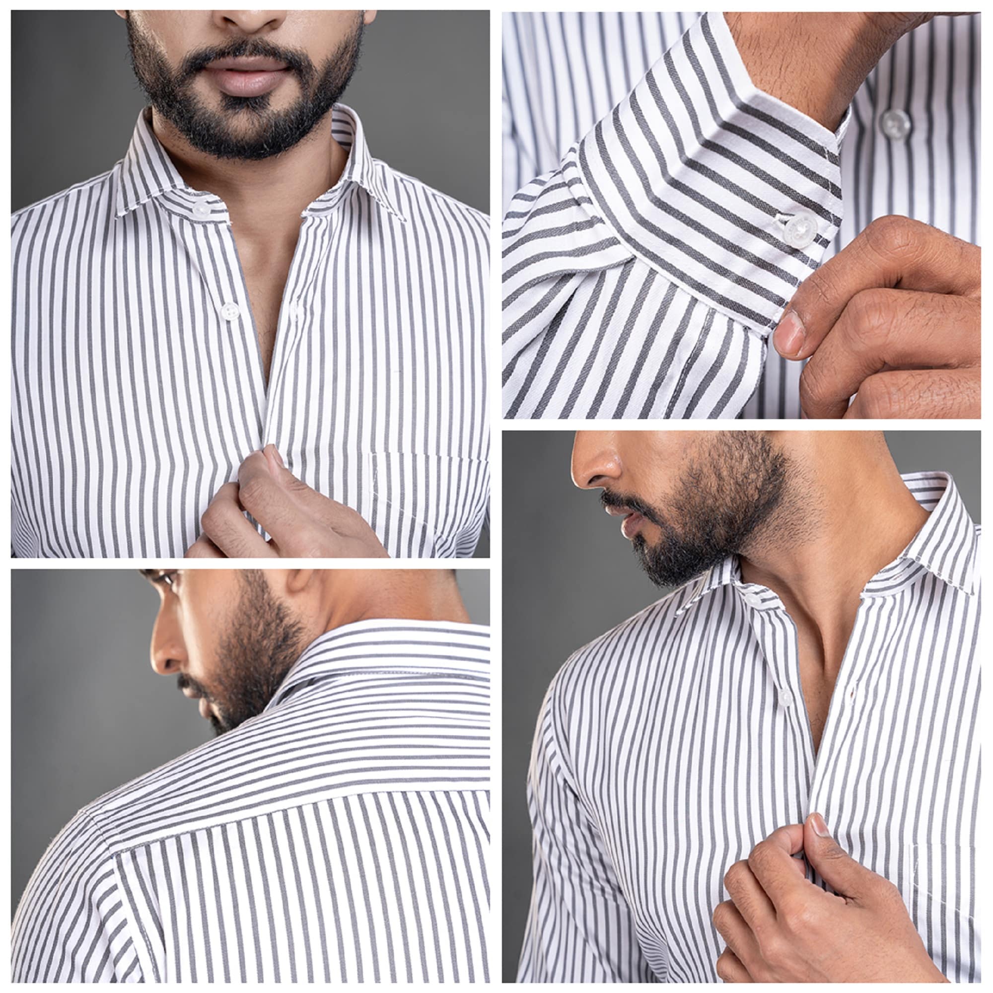 Skyline Stripe Full Sleeves Shirt In Grey Grey Full Sleeve Office Wear Shirt For Men By TFC