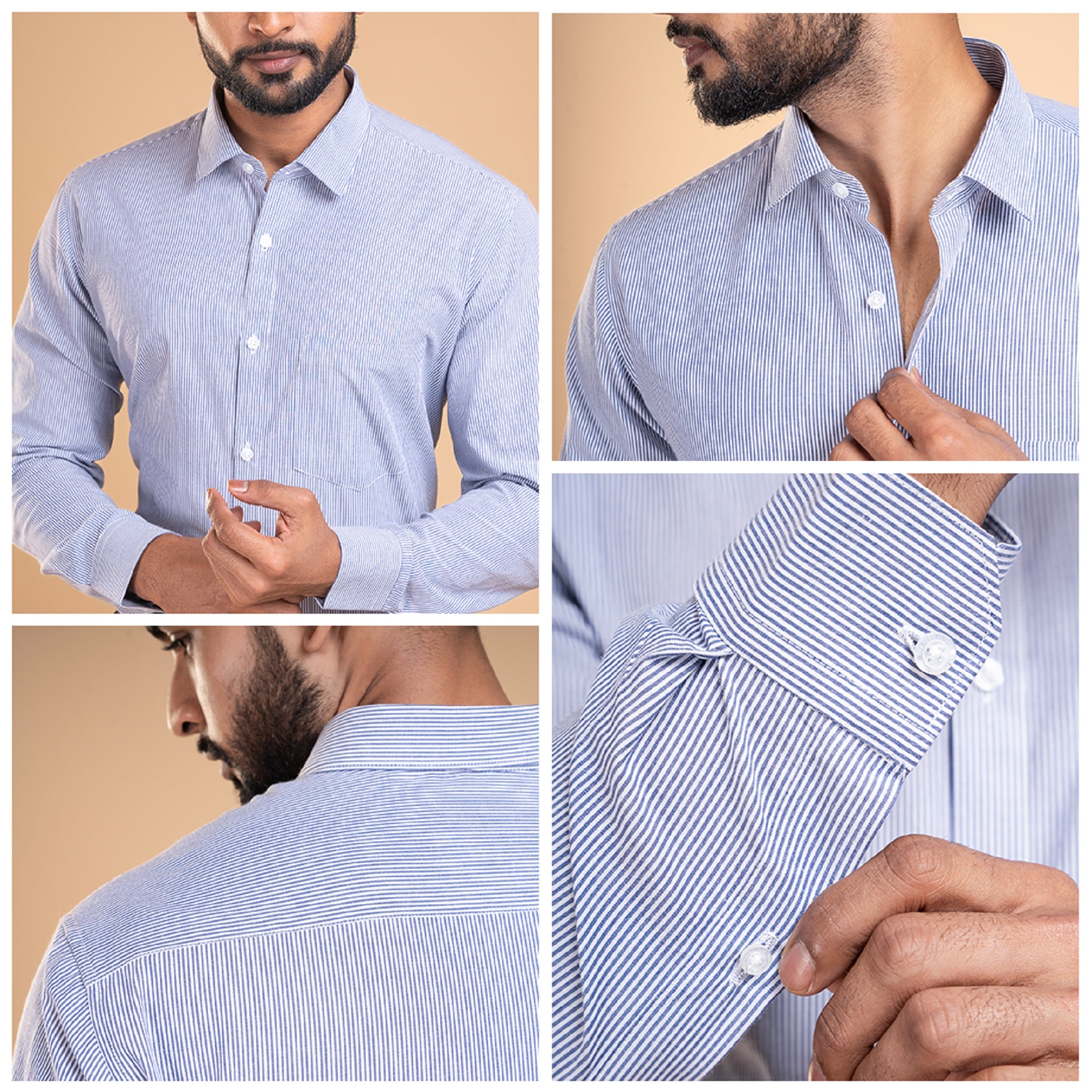 Eclipse Twill Stripe Shirt In Blue Classic Fit Blue Twill Stripe Shirt for Men By TFC
