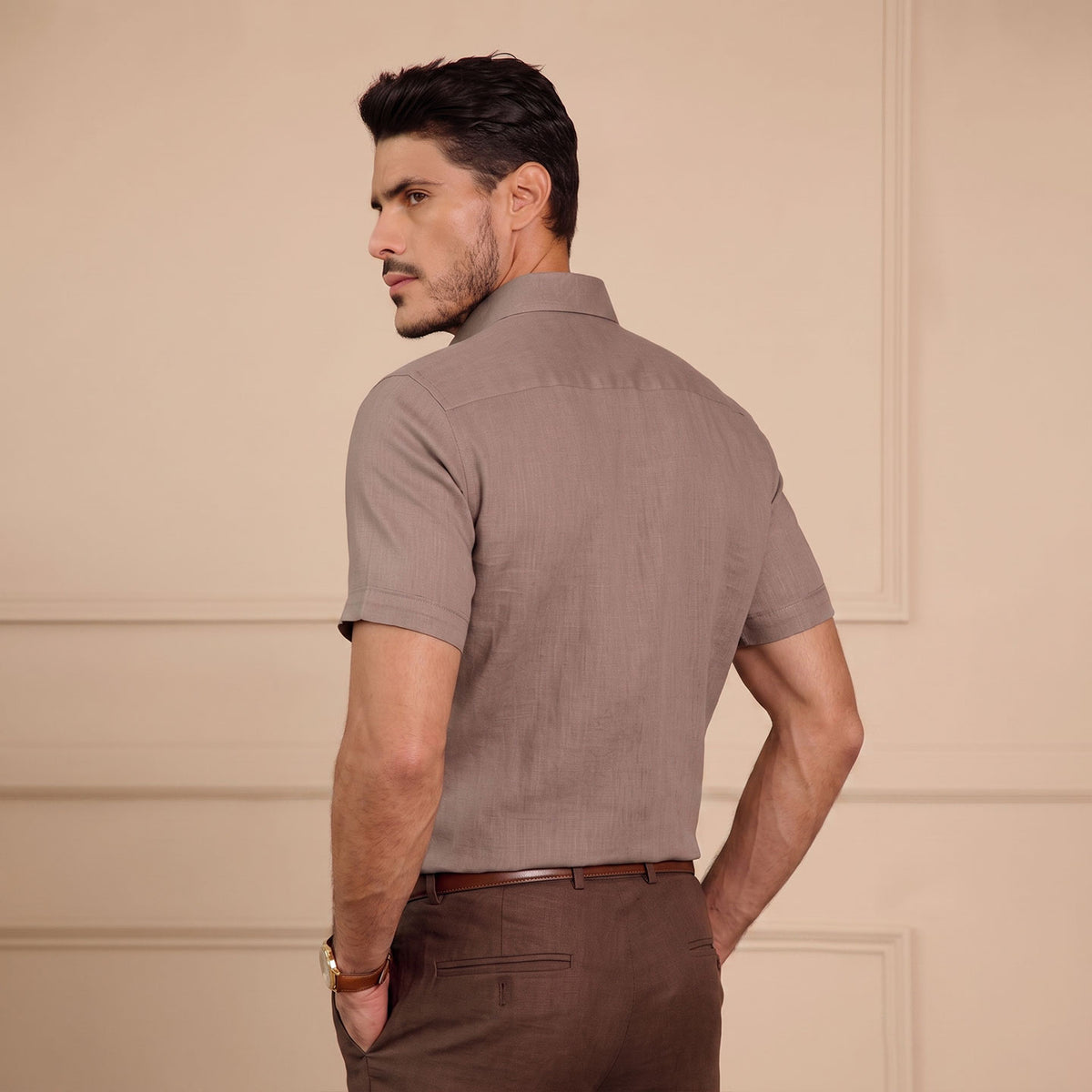 Premium blush rose linen shirt