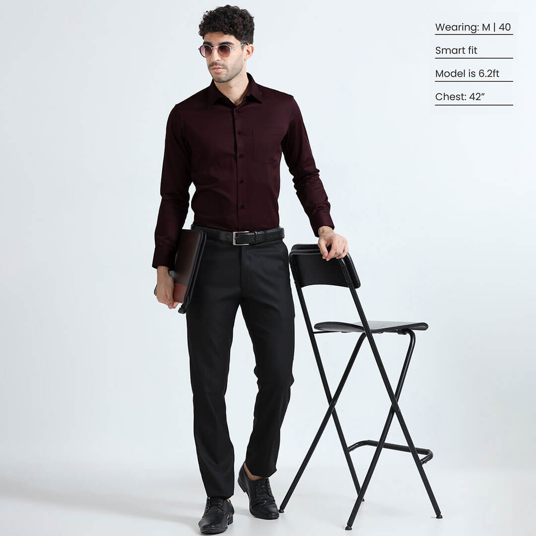 Cambridge Giza Cotton Shirt In Burgundy Cambridge Giza Cotton Shirt In Burgundy