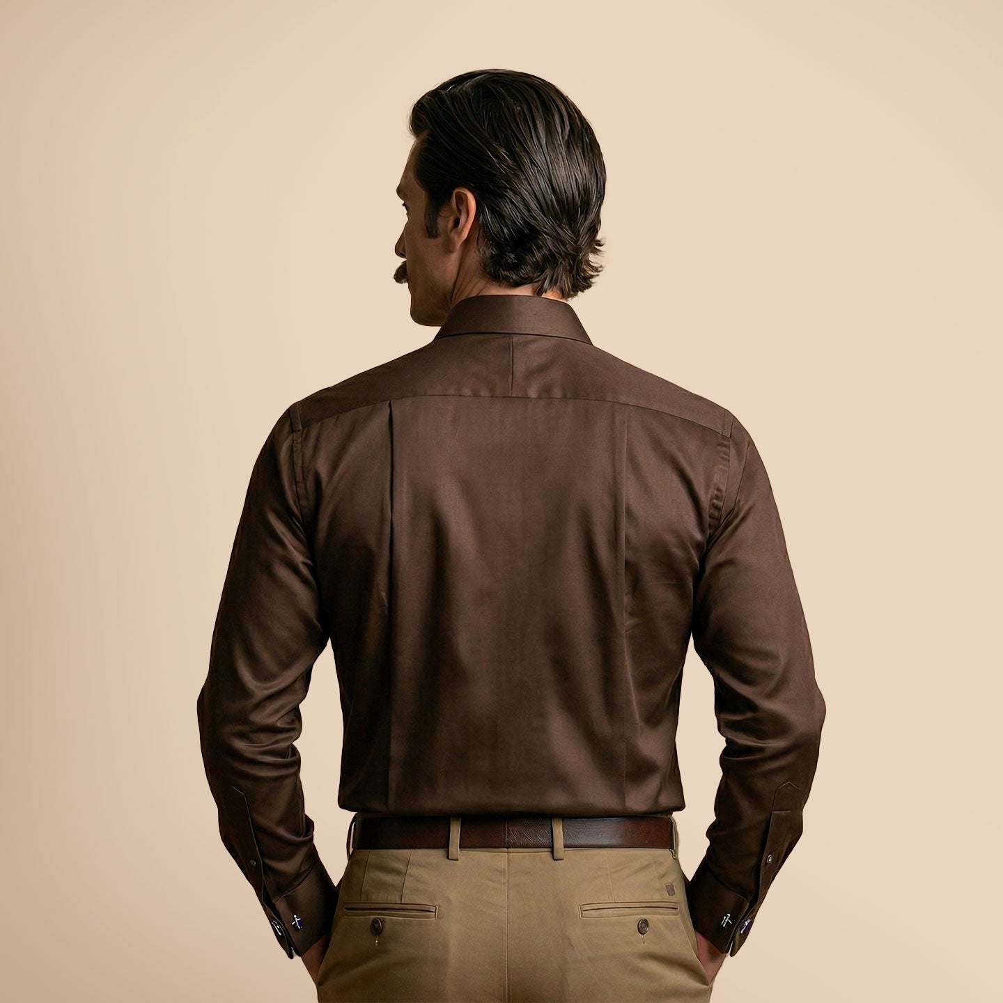 French Cuff Giza Cotton Shirt In Coffee French Cuff Giza Cotton Shirt In Coffee