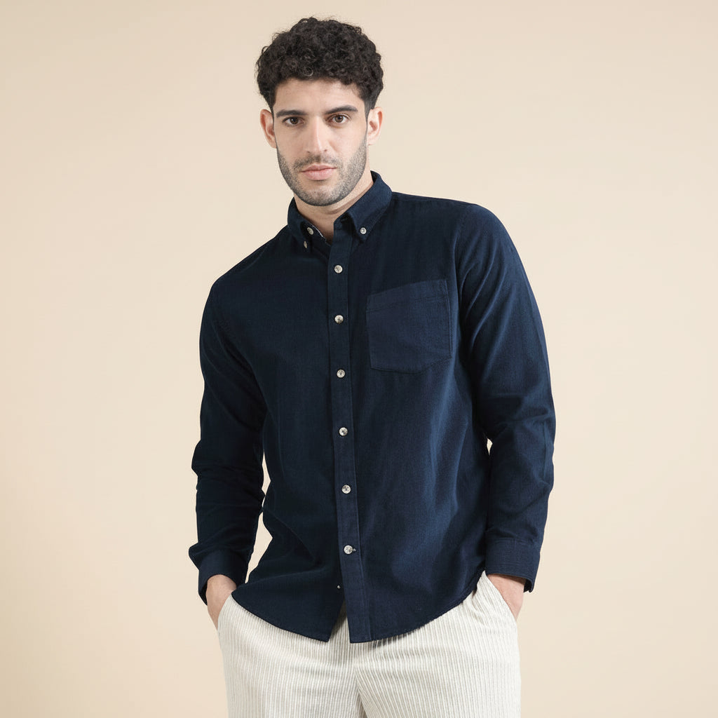 Cruise Corduroy Shirt In Navy Saphire Cruise Corduroy Shirt In Navy Saphire