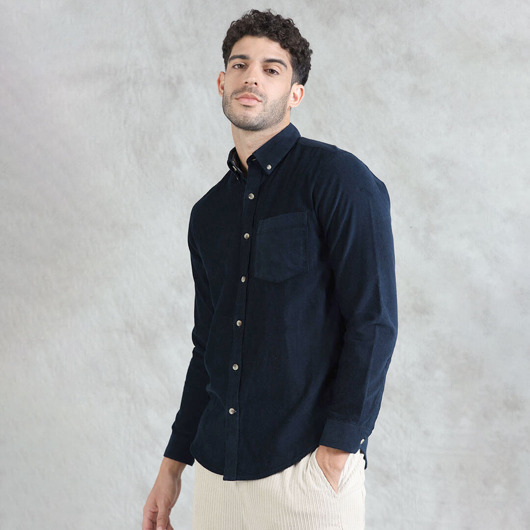 Cruise Corduroy Shirt In Navy Saphire Cruise Corduroy Shirt In Navy Saphire