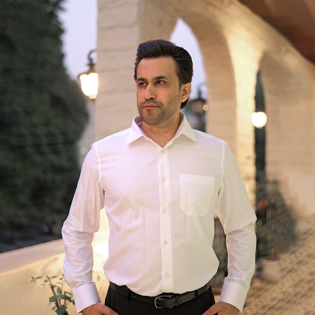 Crest Self Stripe 2 Ply Giza Shirt in Cloud White Crest Self Stripe 2 Ply Giza Shirt in Cloud White