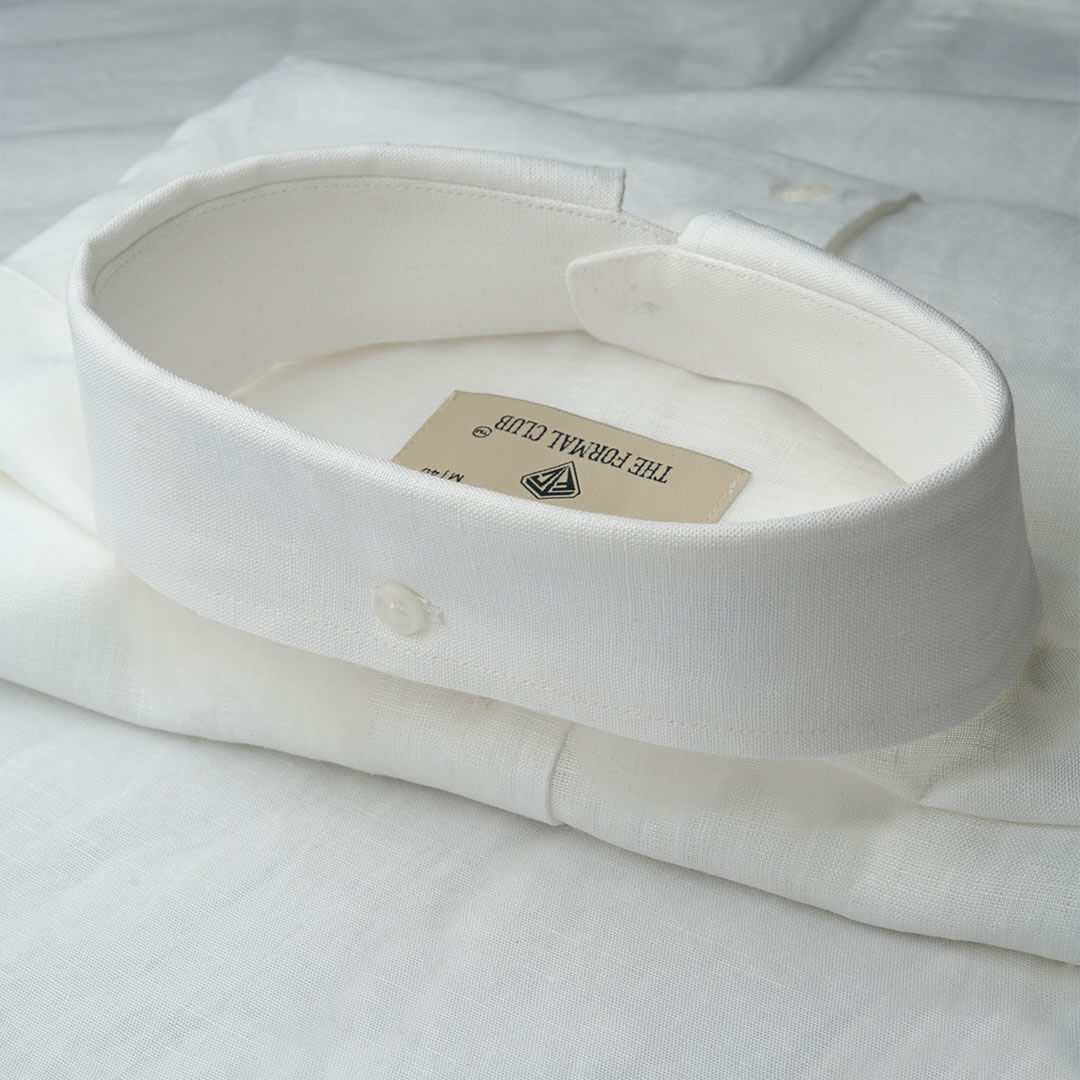 Cedar Pure Linen Half Sleeves Shirt In Snowflake Cedar Pure Linen Half Sleeves Shirt In Snowflake