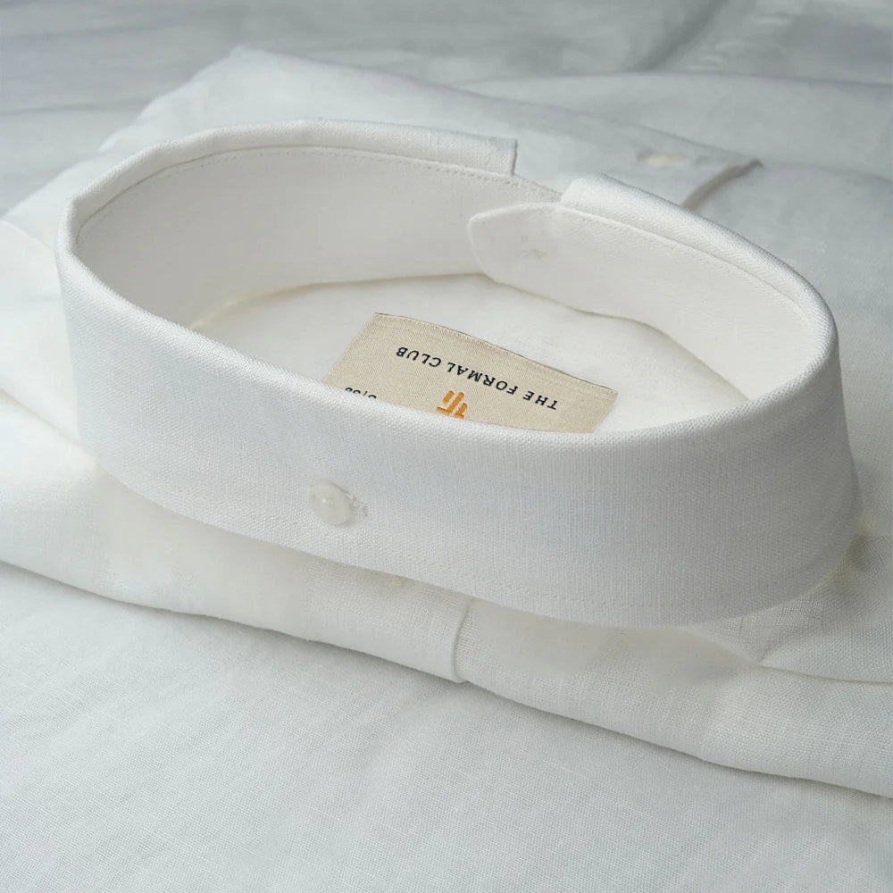 Cedar Pure Linen Half Sleeves Shirt In Snowflake