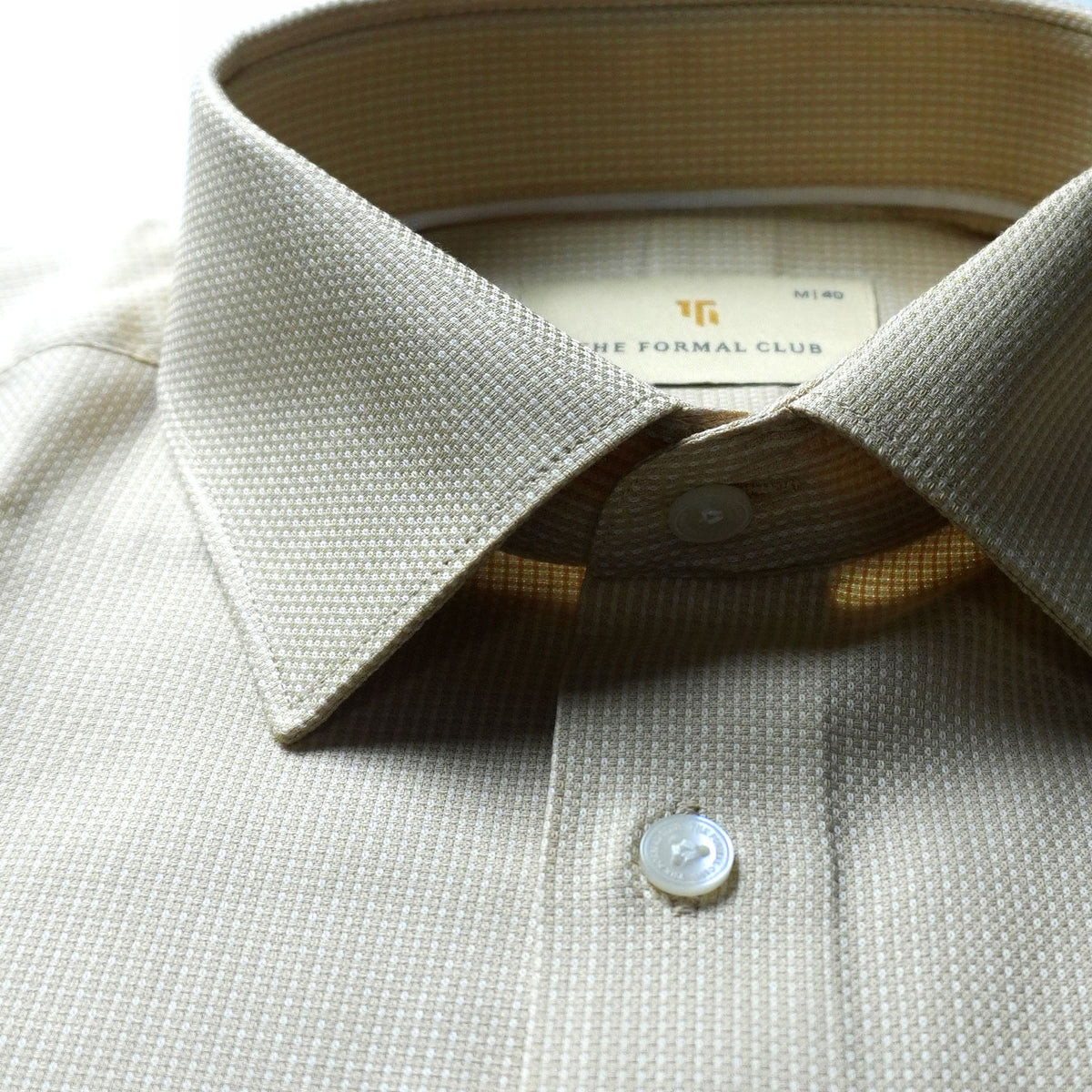 Regent dobby check shirt in champagne