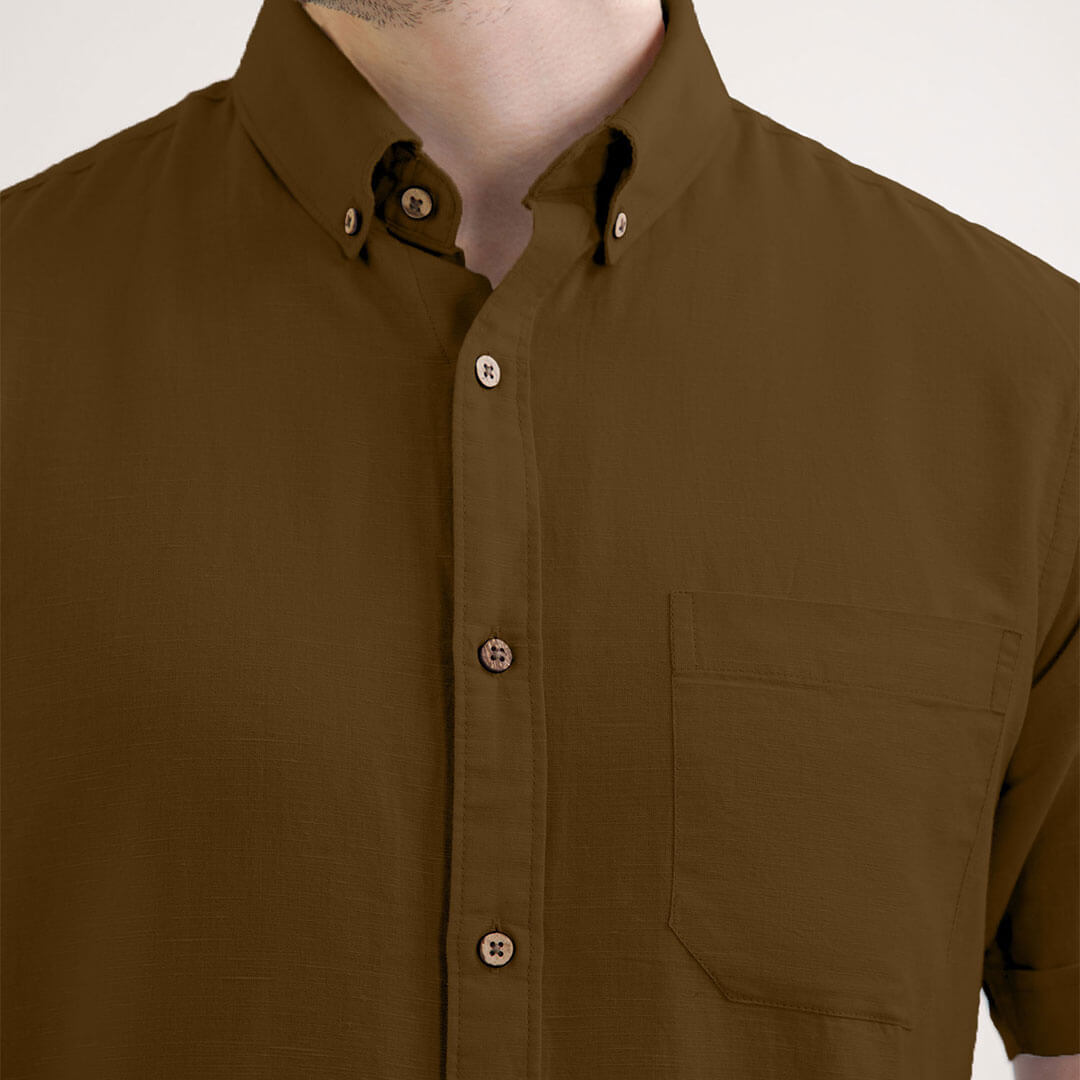 Breeze Linen Half Sleeves Shirt in Cocoa Breeze Linen Half Sleeves Shirt in Cocoa