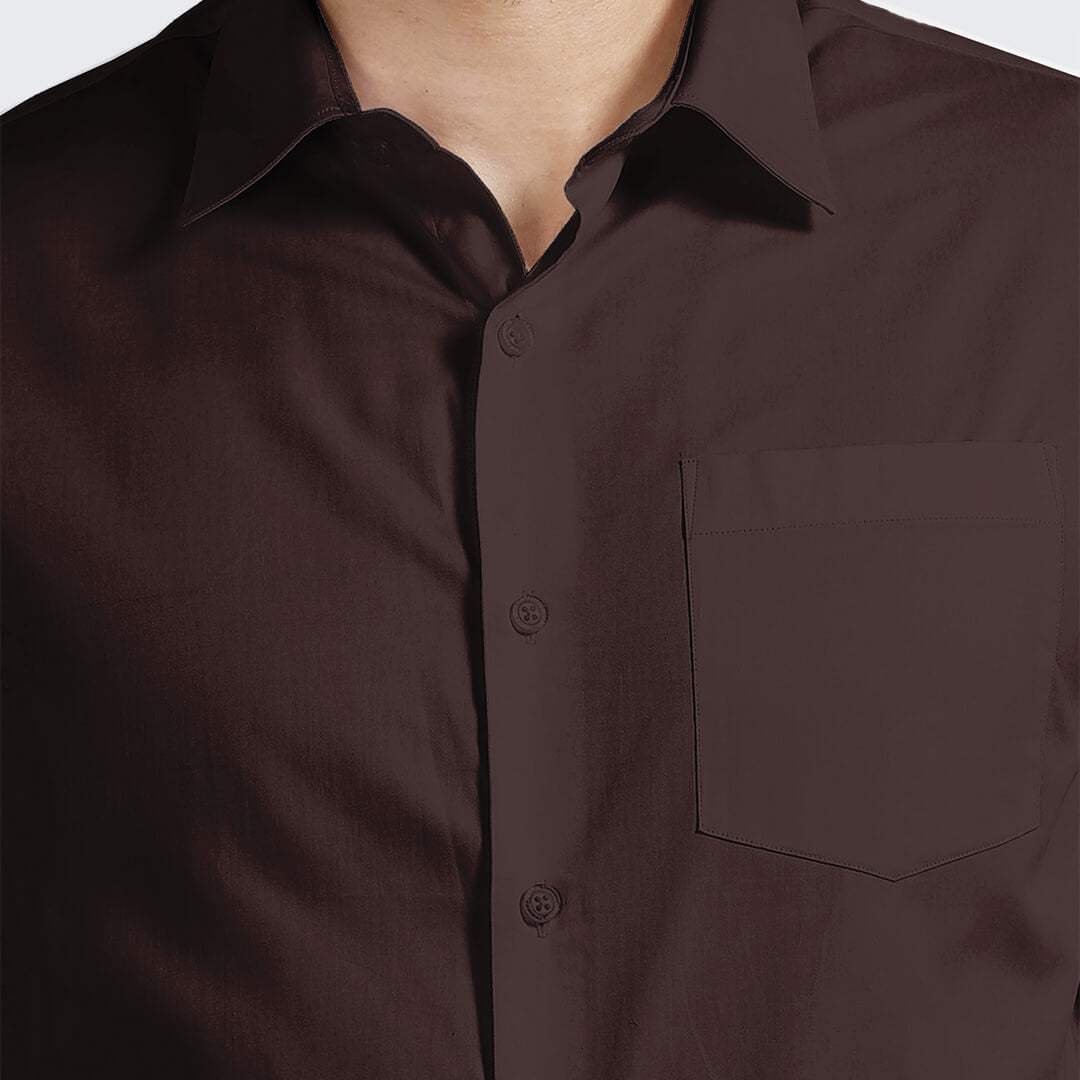 French Cuff Giza Cotton Shirt In Coffee French Cuff Giza Cotton Shirt In Coffee