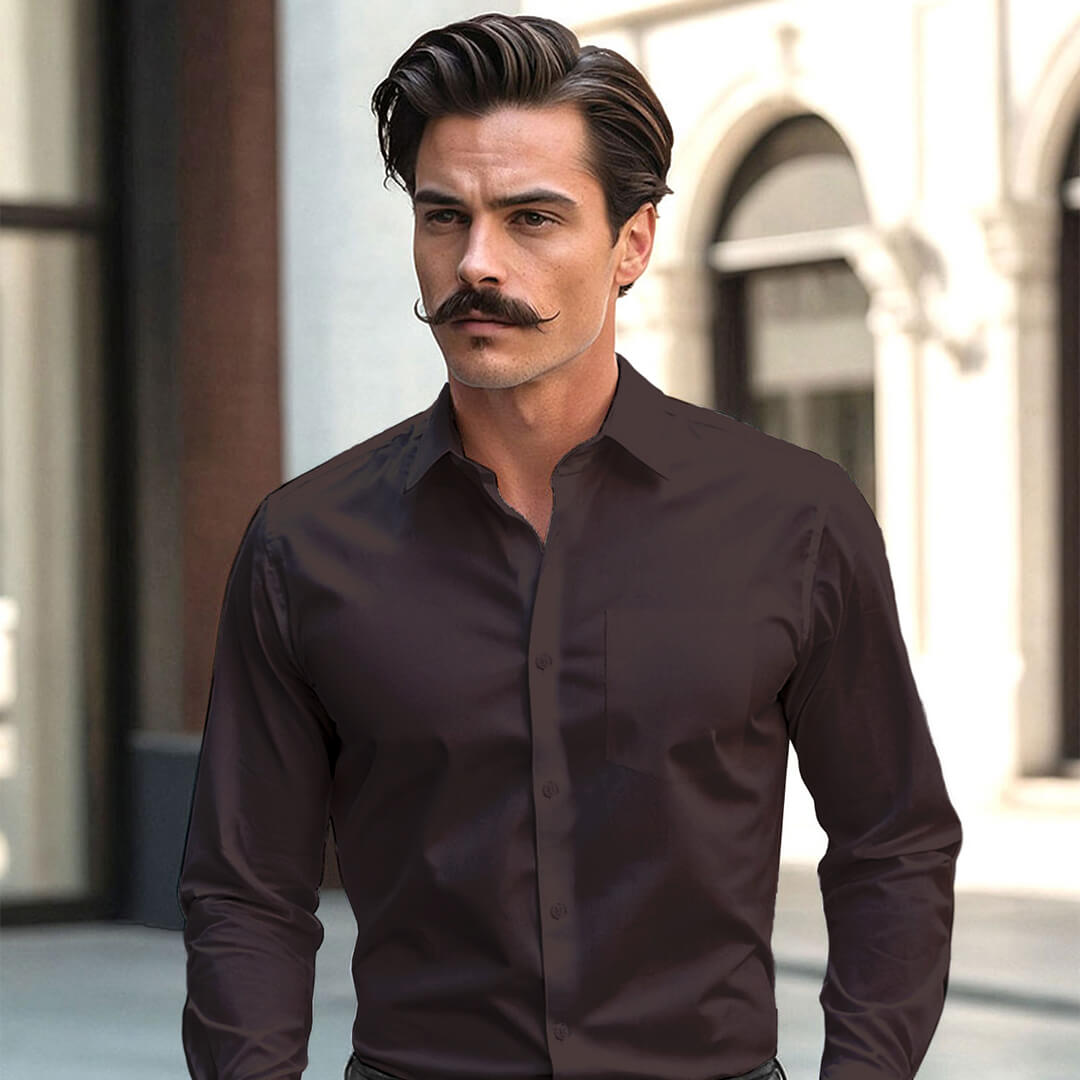 French Cuff Giza Cotton Shirt In Coffee French Cuff Giza Cotton Shirt In Coffee