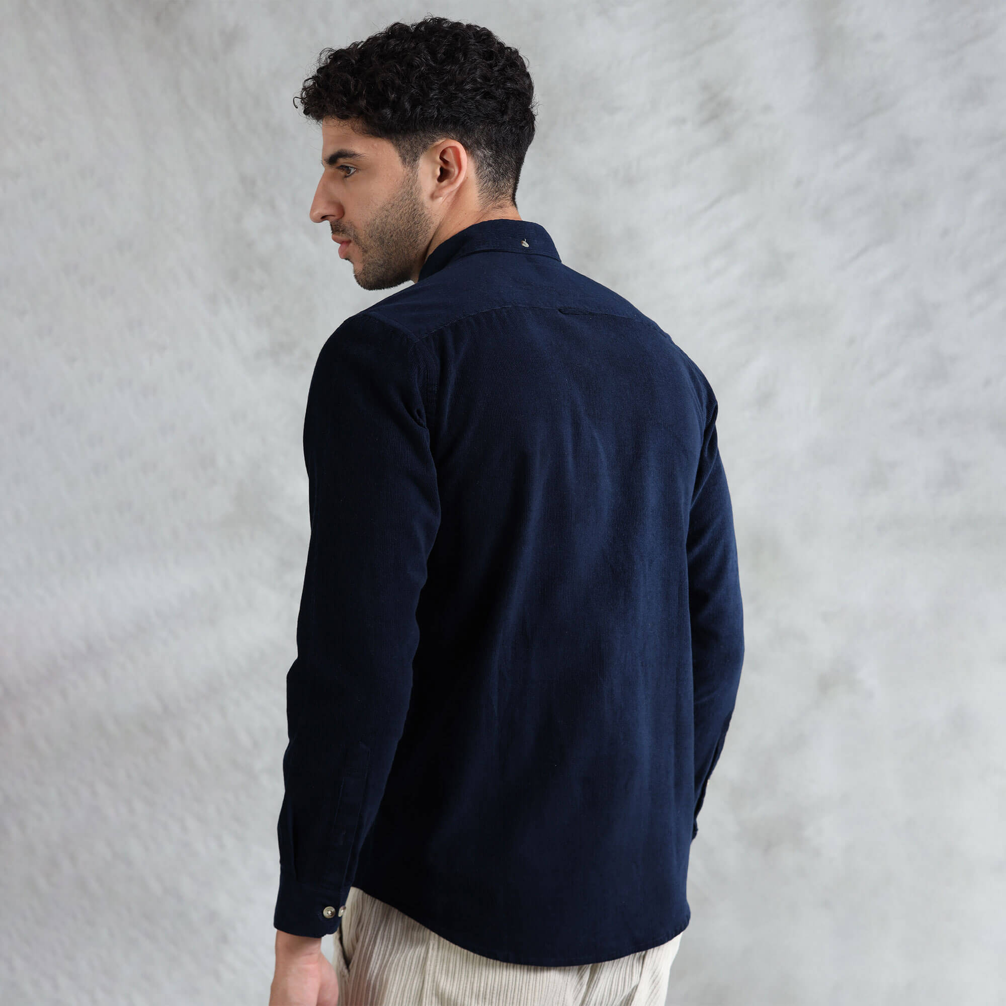 Cruise Corduroy Shirt In Navy Saphire Stylish Corduroy Shirt for Business Casual Events by TFC