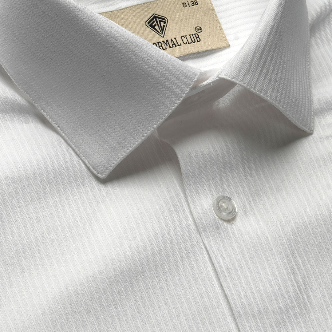Crest Self Stripe 2 Ply Giza Shirt in Cloud White