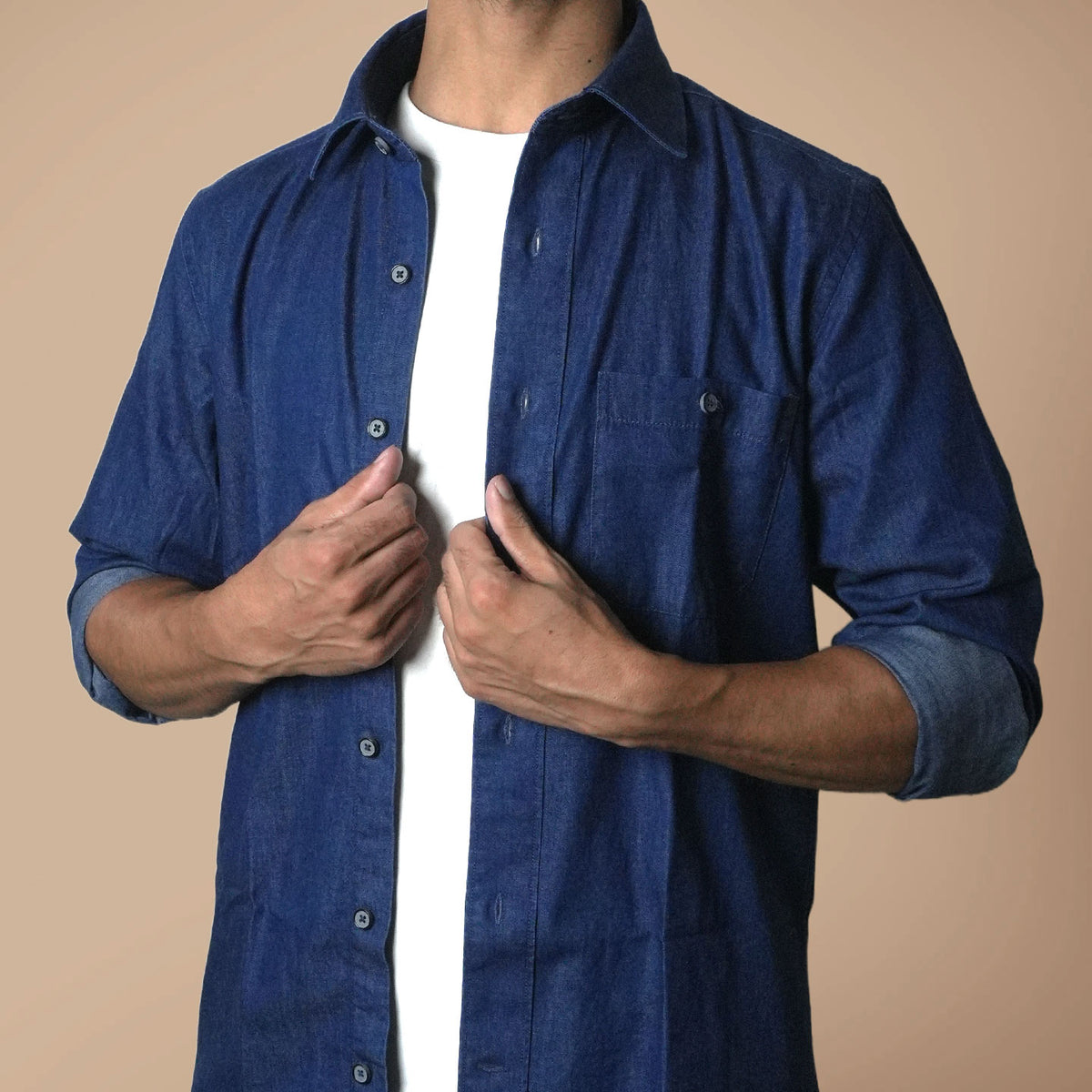 The Legend Denim Mens Shirt In Indigo