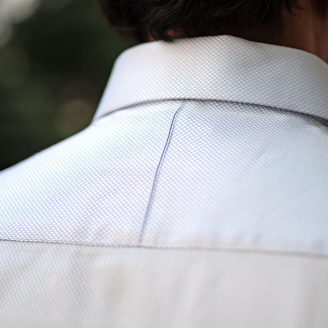 Diamond Dobby 2 Ply Cotton Shirt in Ice Blue
