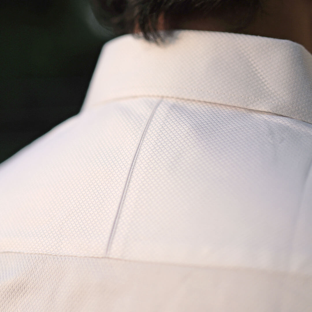 Diamond Dobby 2 Ply Cotton Shirt in Cloud White
