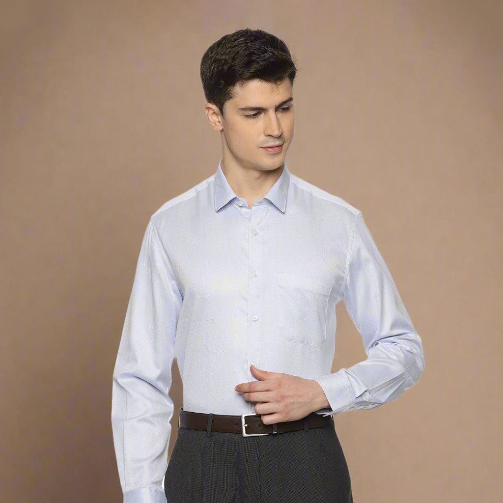 Donald Dobby Full Sleeves Textured Shirt in Blue Donald Dobby Full Sleeves Textured Shirt in Blue