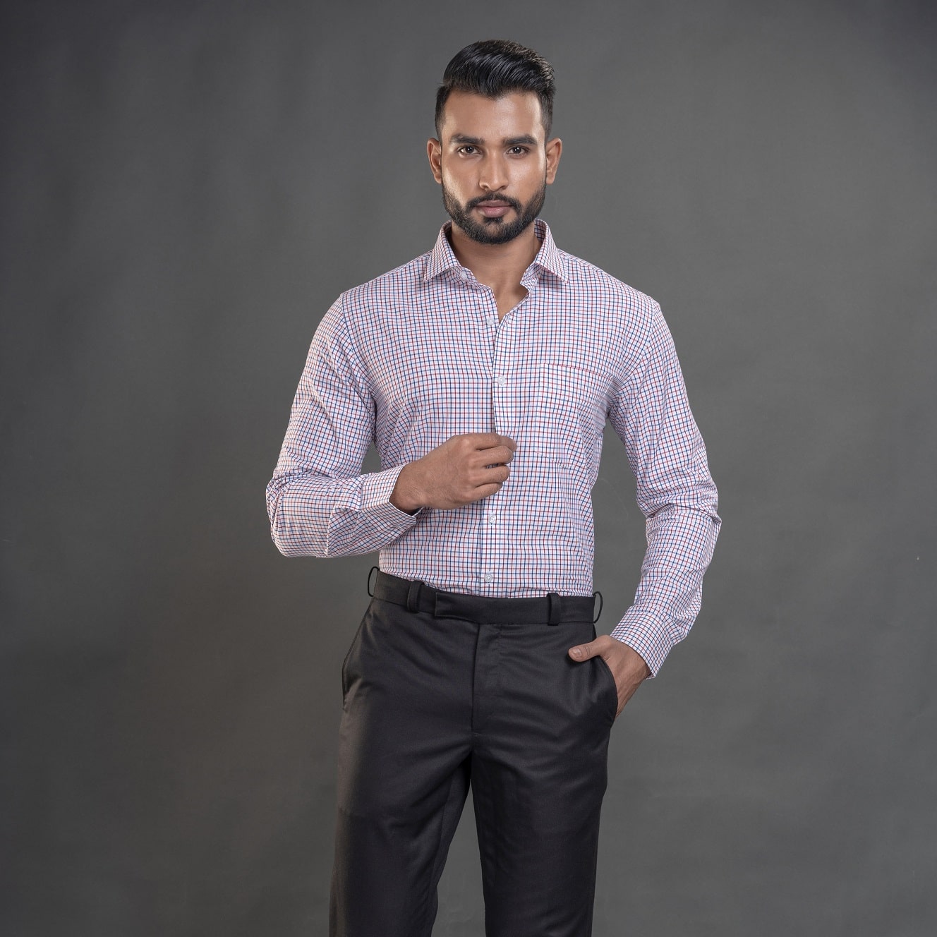 Zephyr Full Sleeves Check Shirt In Red Blue Men’s cotton check shirt by TFC