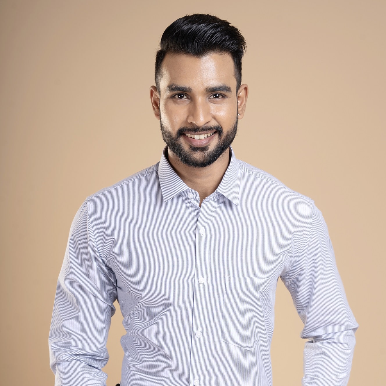 Eclipse Twill Stripe Shirt In Blue Classic Fit 100% Cotton Luthai Mills Shirt For Men By TFC