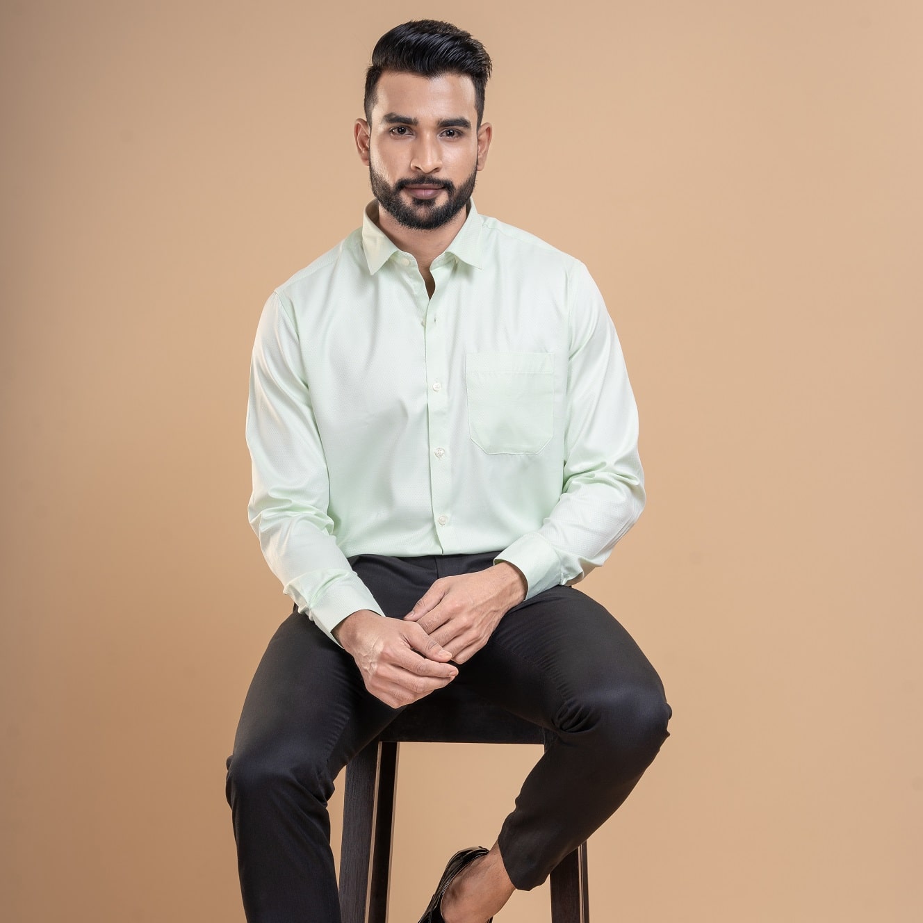 Mikey Dobby Textured Shirt in Pistachio Mikey Dobby Textured Shirt in Pistachio