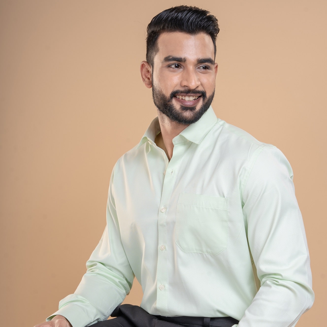 Mikey Dobby Textured Shirt in Pistachio Mikey Dobby Textured Shirt in Pistachio