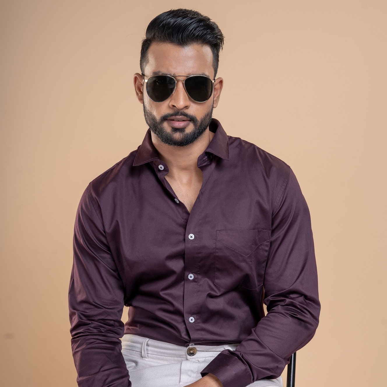 Swiss Finish Giza Cotton Shirt In Burgundy Regular Fit Burgundy Formal Shirt For Men By TFC