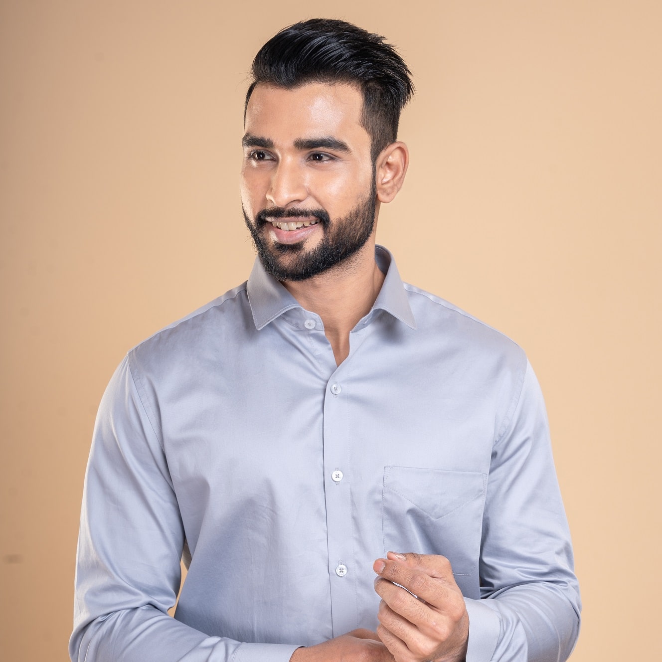 Swiss Finish Giza Cotton Shirt In Light Steel Men’s Giza Cotton Shirt By TFC
