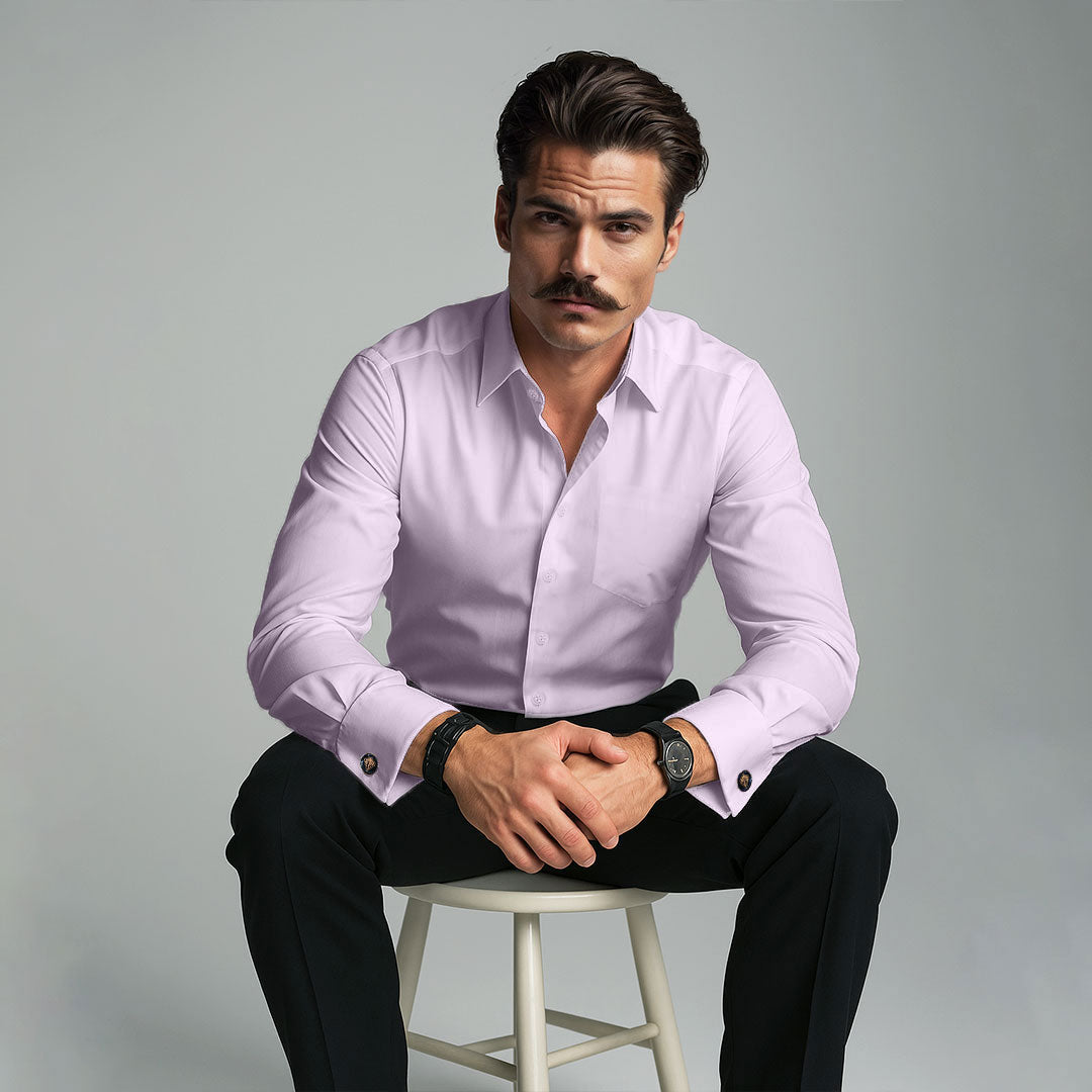 French Cuff Giza Cotton Shirt in Dusty Rose