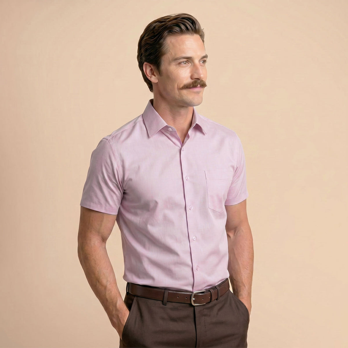 Dusty Rose Half Sleeve Shirt for Men