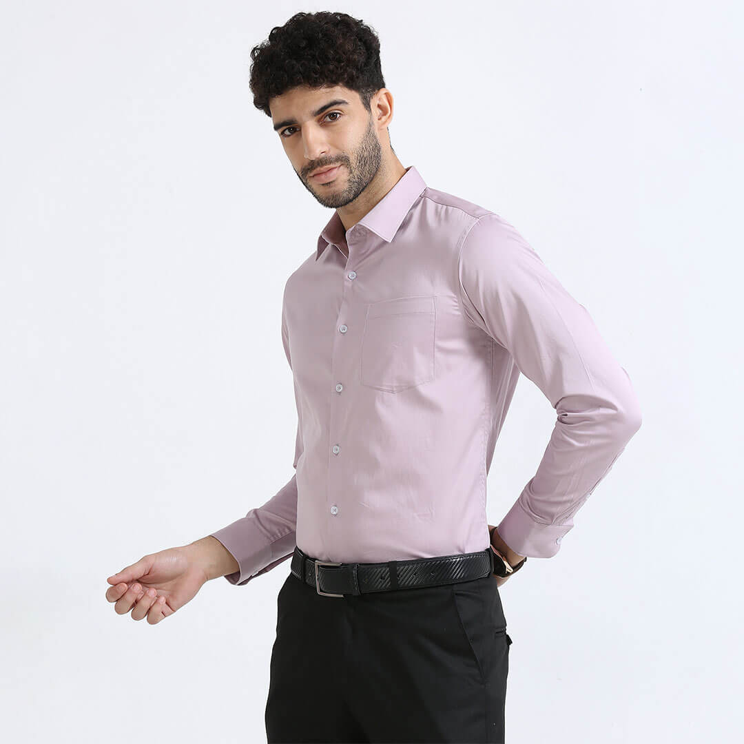 Cambridge Giza Cotton Shirt In Dusty Rose Men's Sateen Weave Dress Shirt by TFC