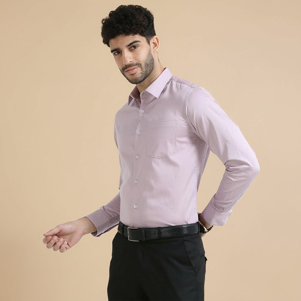 Cambridge Giza Cotton Shirt In Dusty Rose Men's Sateen Weave Dress Shirt by TFC