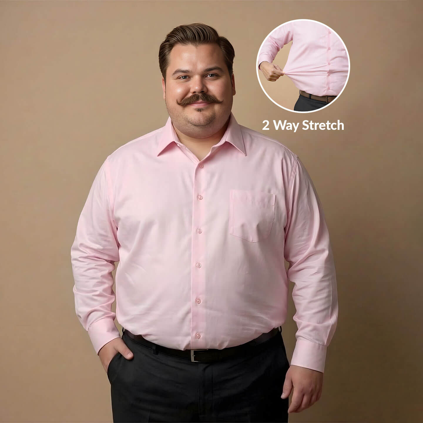 Flexi Stretch Plus Shirt in Dusty Pink Flexi Stretch Plus Shirt in Dusty Pink