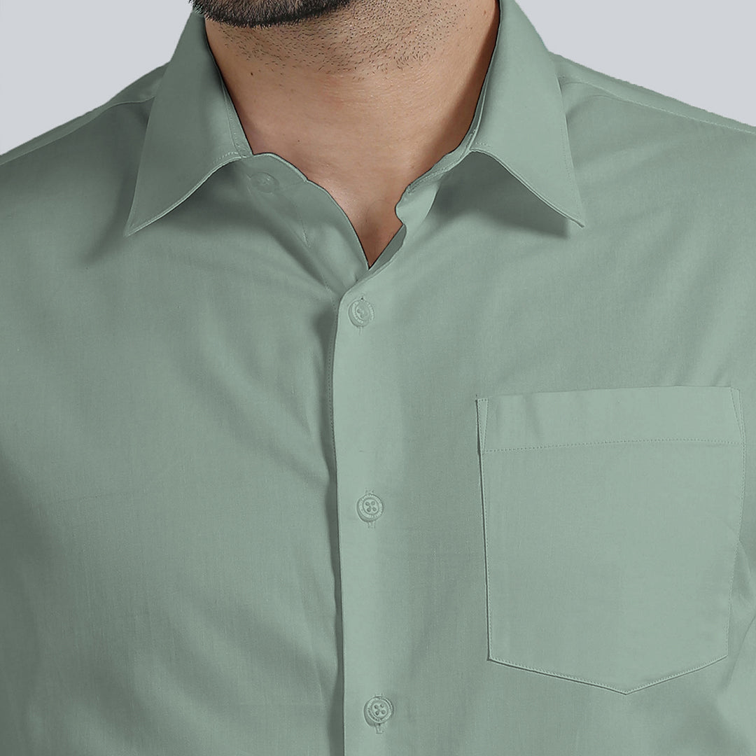 French Cuff Giza Cotton Shirt in Moss Green French Cuff Giza Cotton Shirt in Moss Green