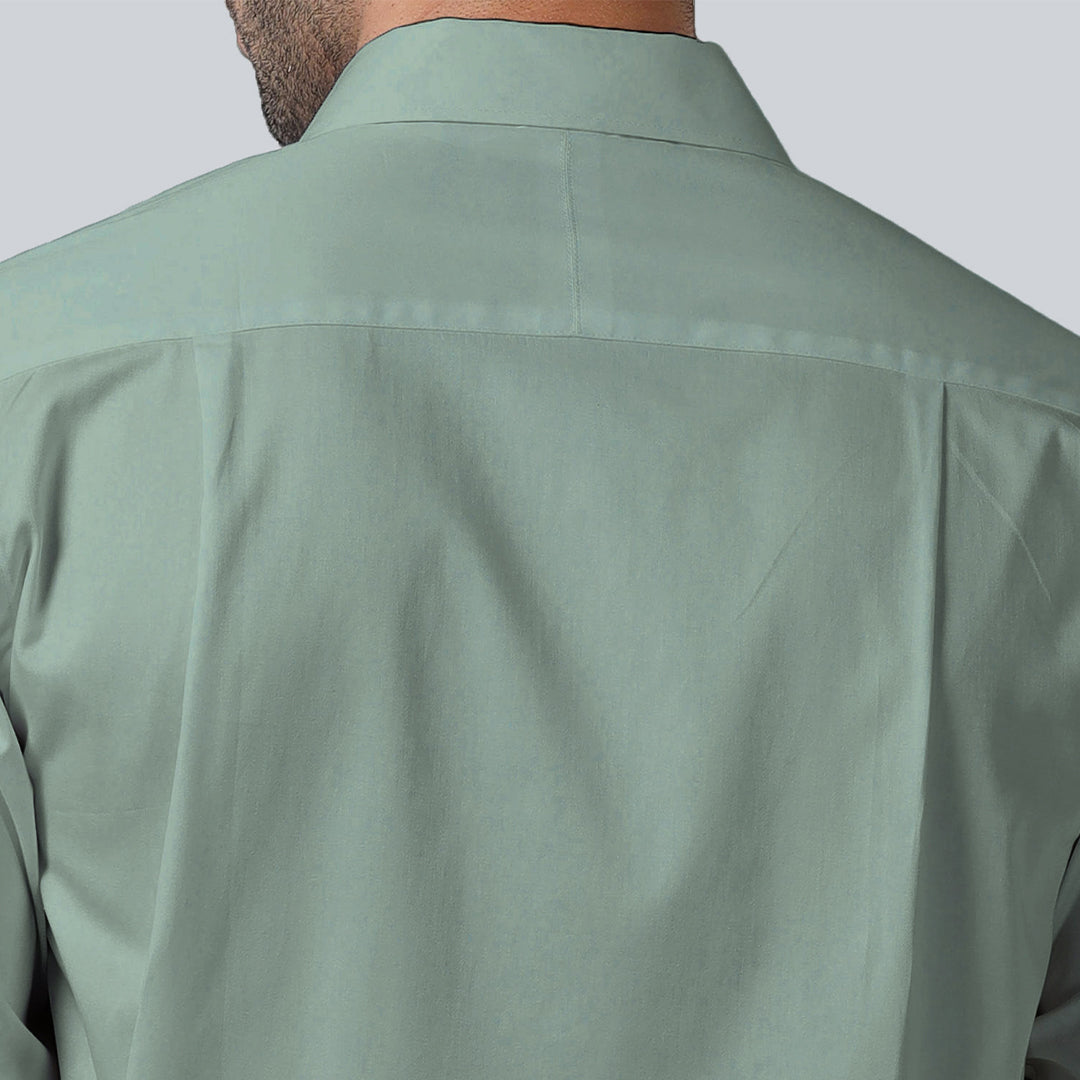 French Cuff Giza Cotton Shirt in Moss Green French Cuff Giza Cotton Shirt in Moss Green