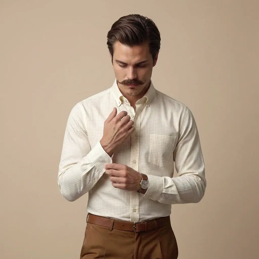 Gingham 2 Ply Check Shirt In Ochre