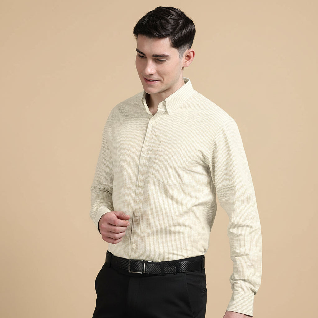 Gingham Check Shirt In Ochre Gingham Check Shirt In Ochre