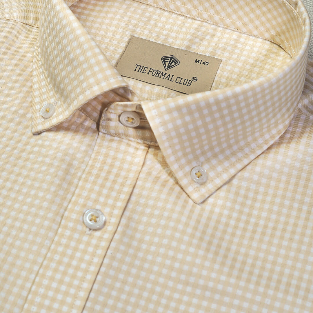 Gingham Check Shirt In Ochre Gingham Check Shirt In Ochre