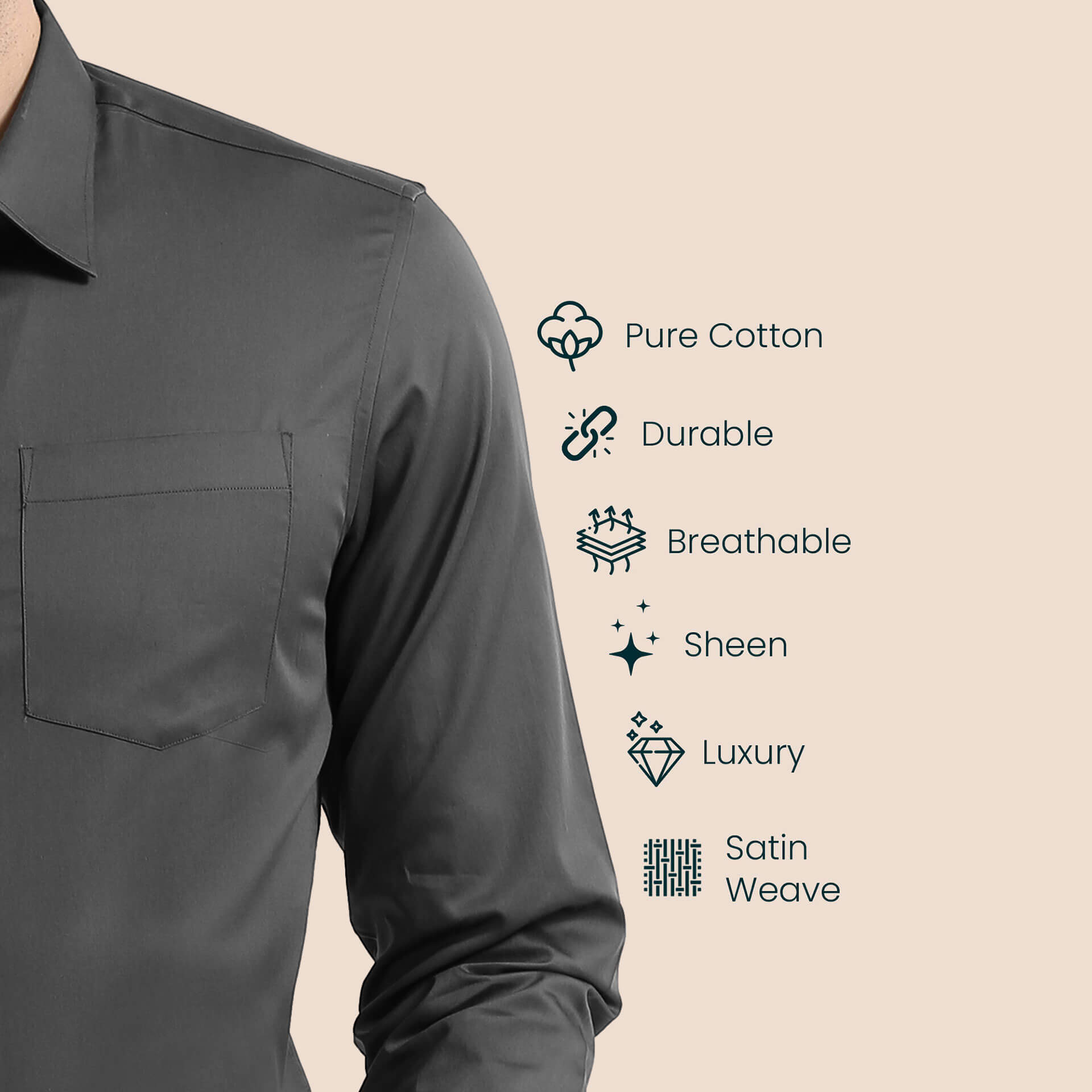 Cambridge Giza Cotton Shirt In Gun Metal Cambridge Giza Formal Shirt by TFC