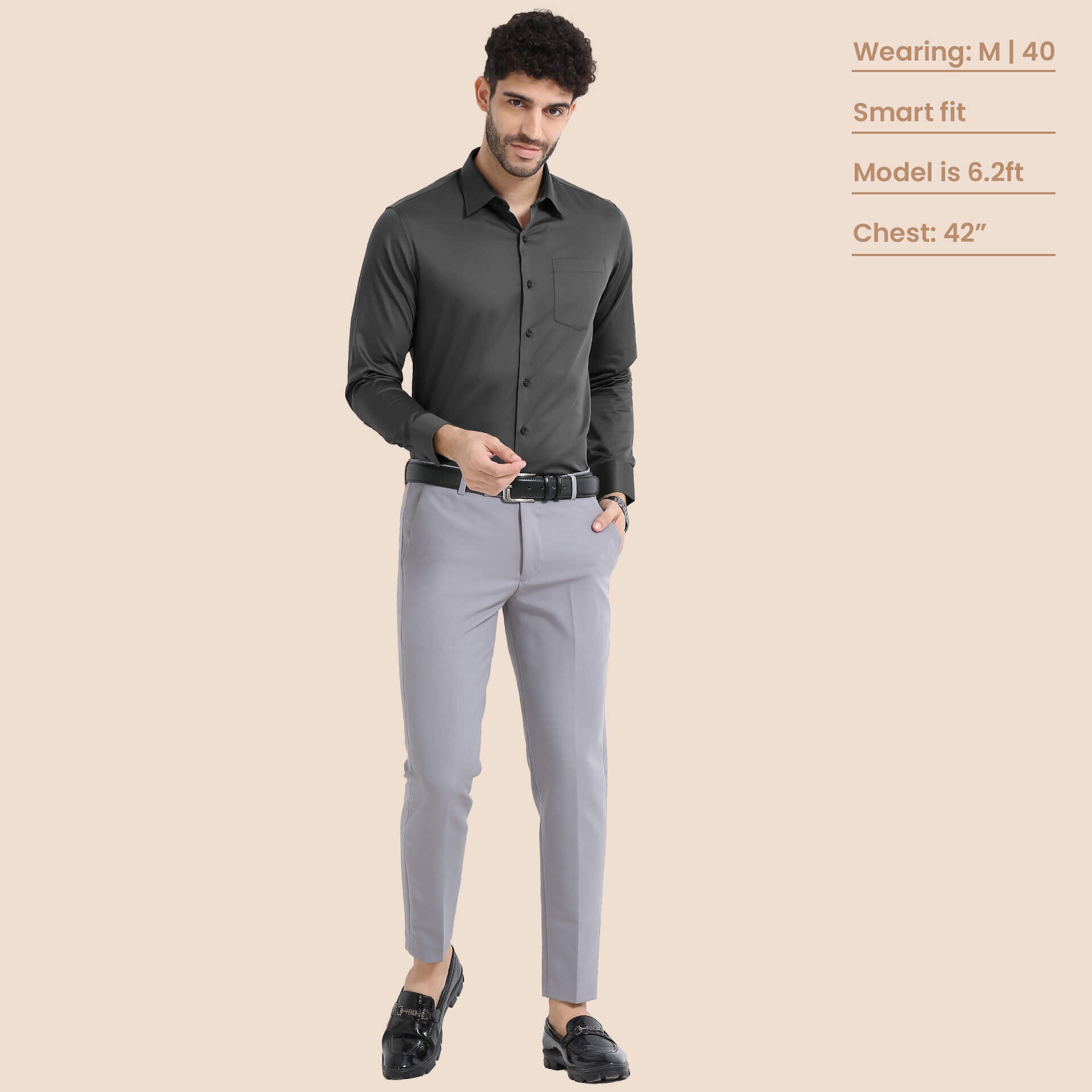 Cambridge Giza Cotton Shirt In Gun Metal Buy Giza Cotton Shirt for Men by TFC