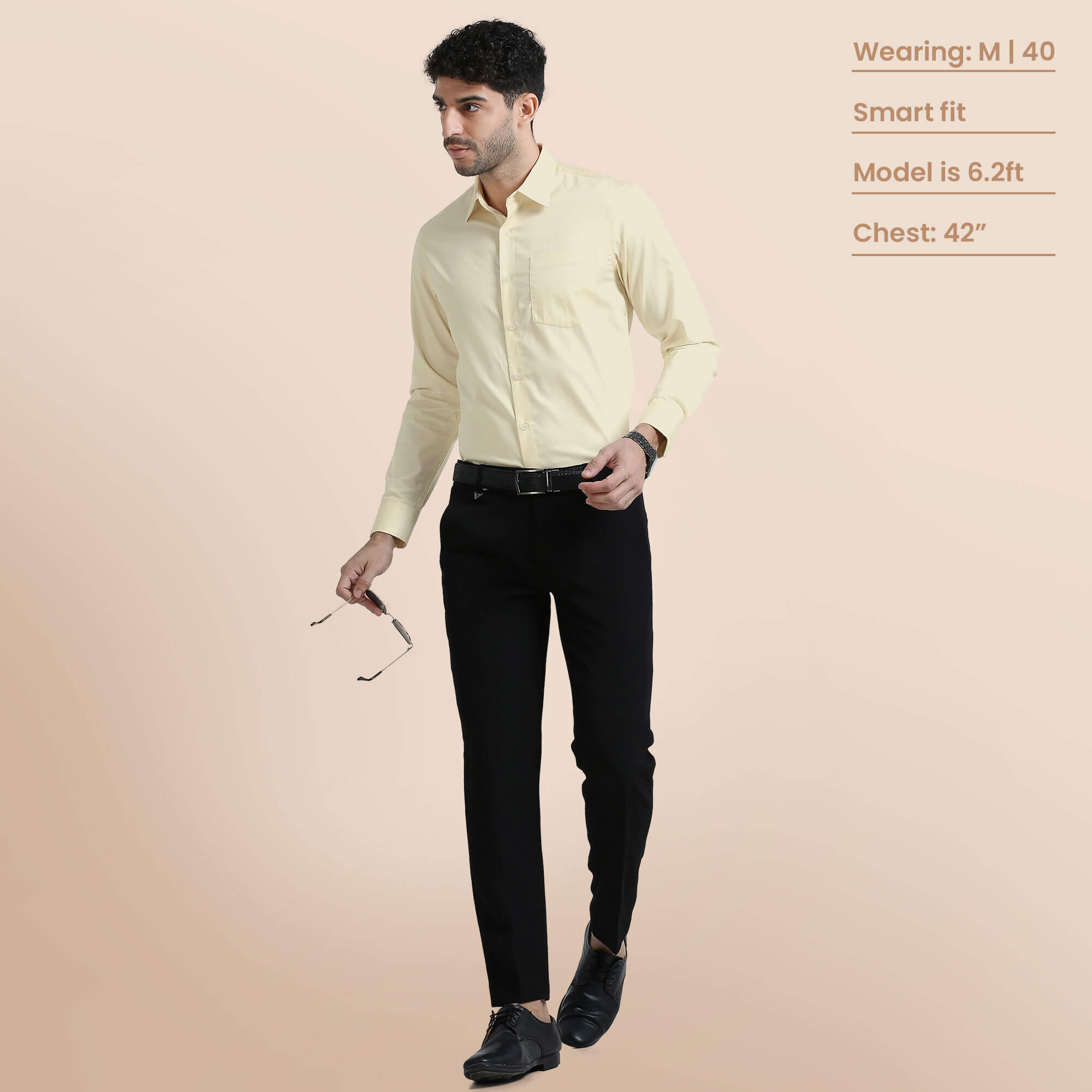 Cambridge Giza Cotton Shirt In Lemon Frost Men’s Solid Lemon Shirt by TFC
