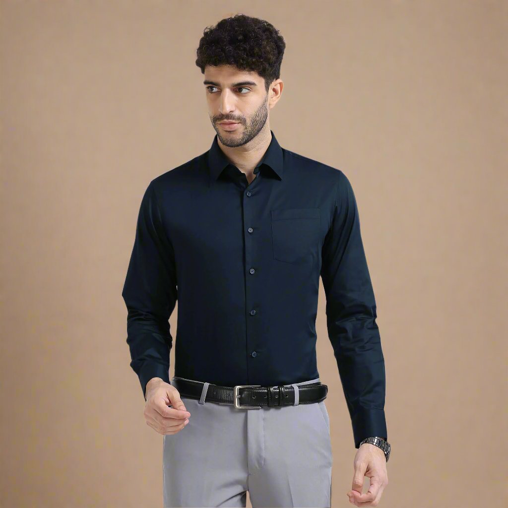 Cambridge Giza Cotton Shirt In Saphire Formal wear cotton shirt by TFC
