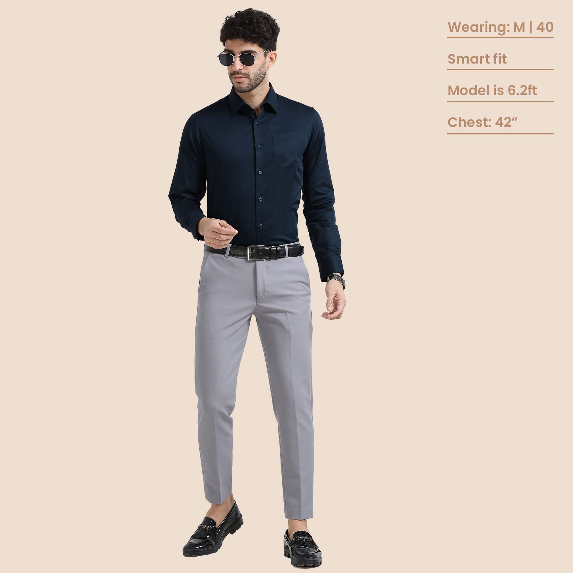 Cambridge Giza Cotton Shirt In Saphire Solid sapphire color shirt by TFC