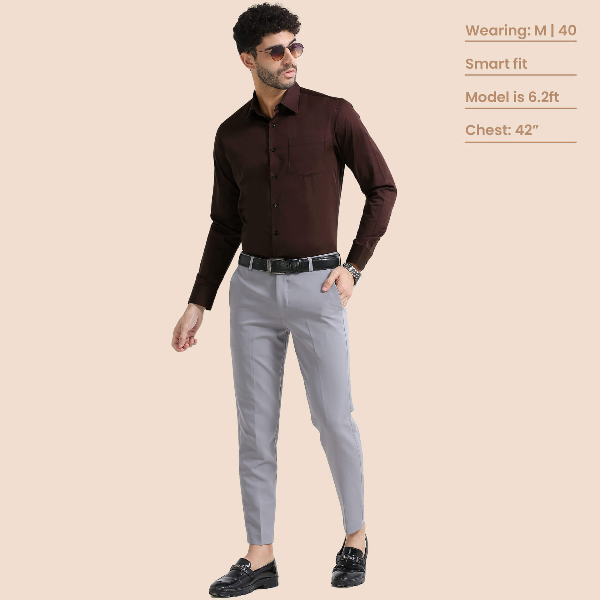 Cambridge Giza Cotton Shirt In Coffee Men's coffee dress shirt By TFC