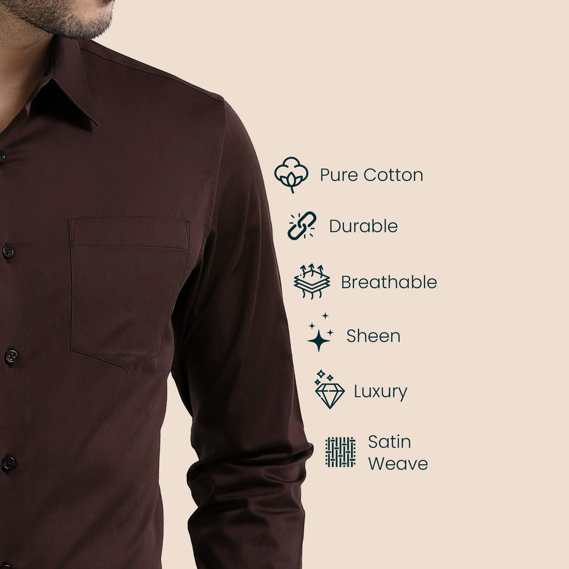 Cambridge Giza Cotton Shirt In Coffee Buy Giza cotton formal shirt for Men By TFC