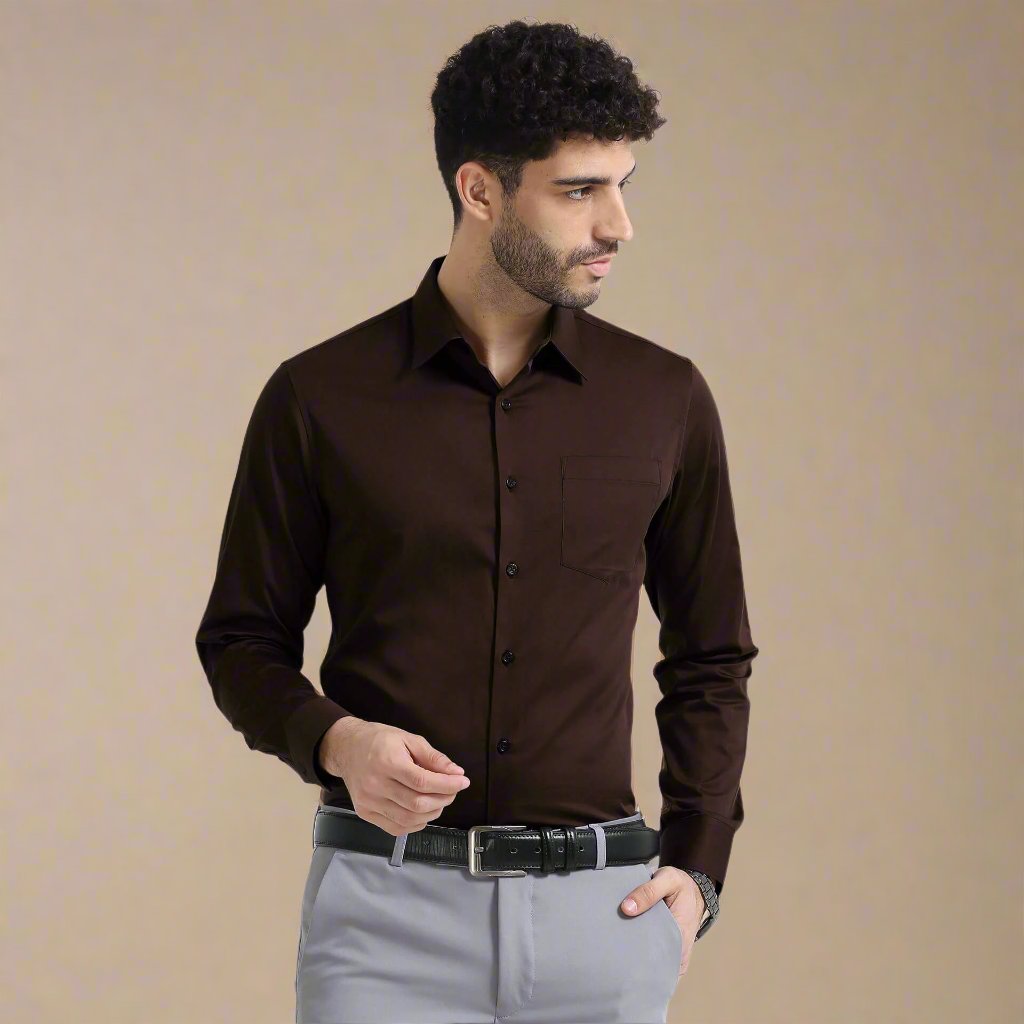 Cambridge Giza Cotton Shirt In Coffee Soft cotton formal wear By TFC