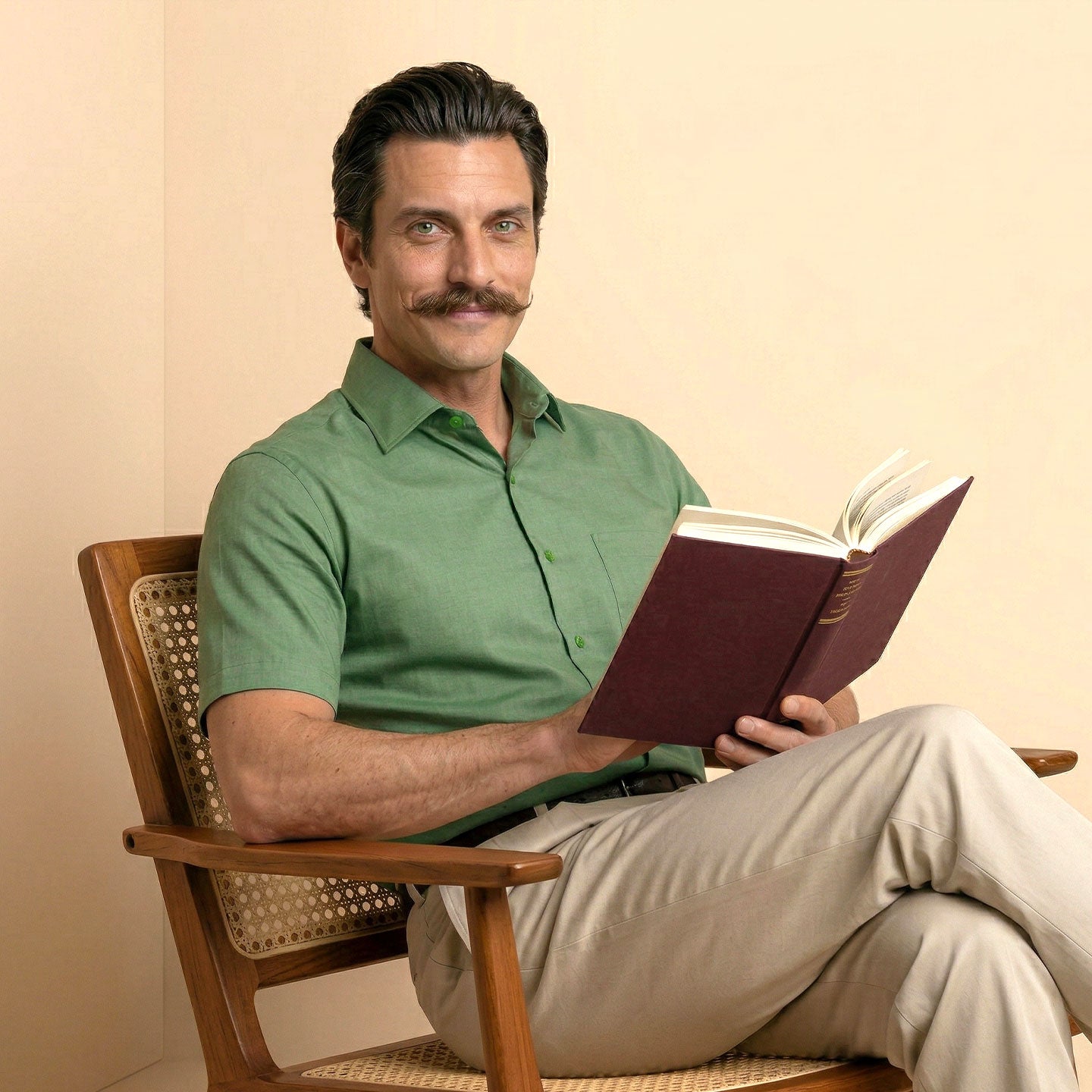 Ashley Half Sleeves Giza Cotton Shirt In Grass Green Ashley Half Sleeves Giza Cotton Shirt In Grass Green