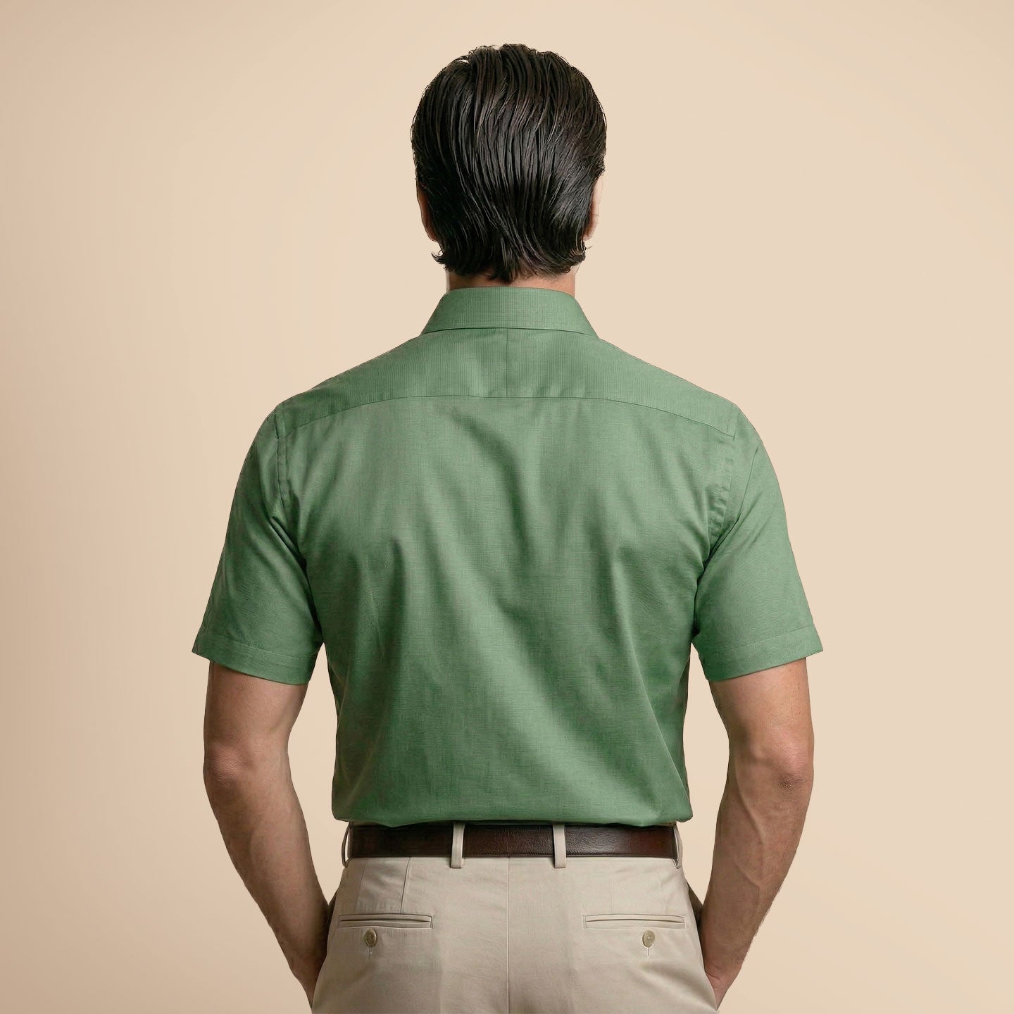 Ashley Half Sleeves Giza Cotton Shirt In Grass Green Ashley Half Sleeves Giza Cotton Shirt In Grass Green