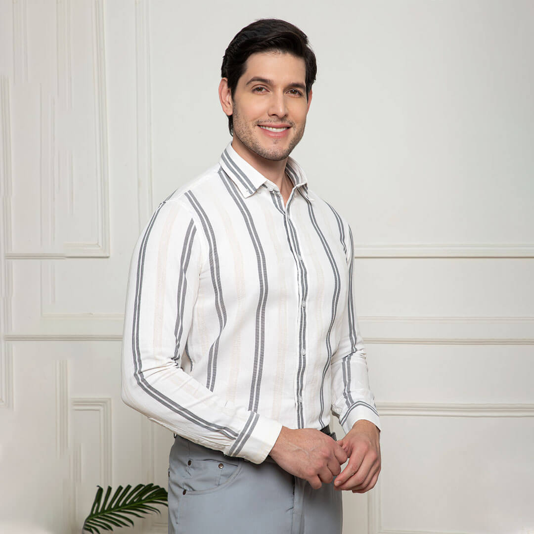 Skyline Twin Stripes Shirt In Grey Skyline Twin Stripes Shirt In Grey