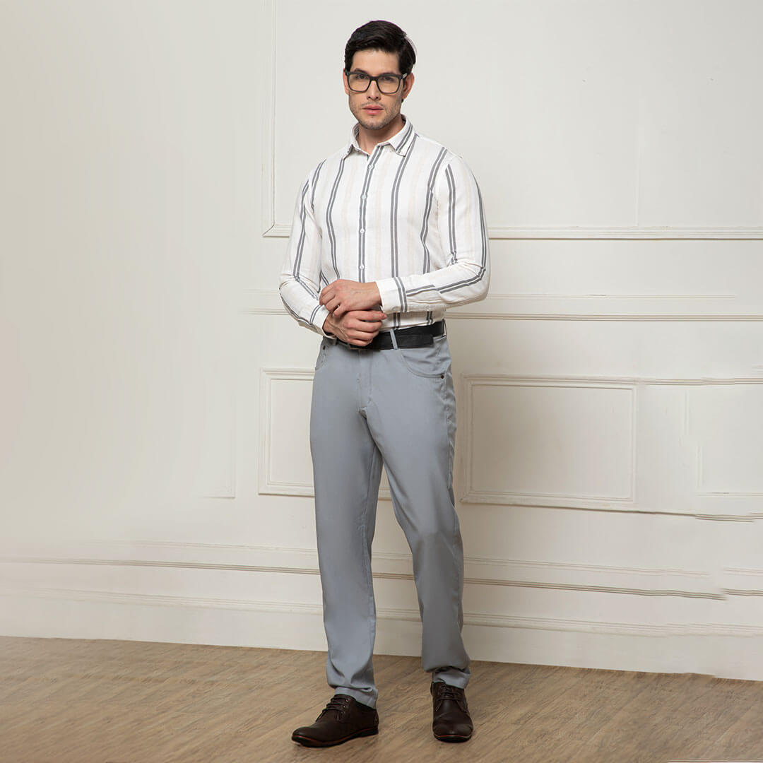 Skyline Twin Stripes Shirt In Grey Skyline Twin Stripes Shirt In Grey