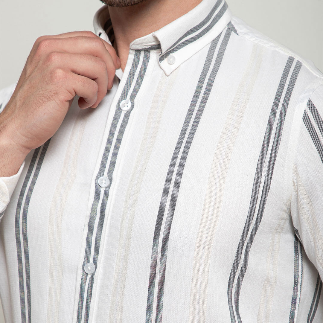 Skyline Twin Stripes Shirt In Grey Skyline Twin Stripes Shirt In Grey